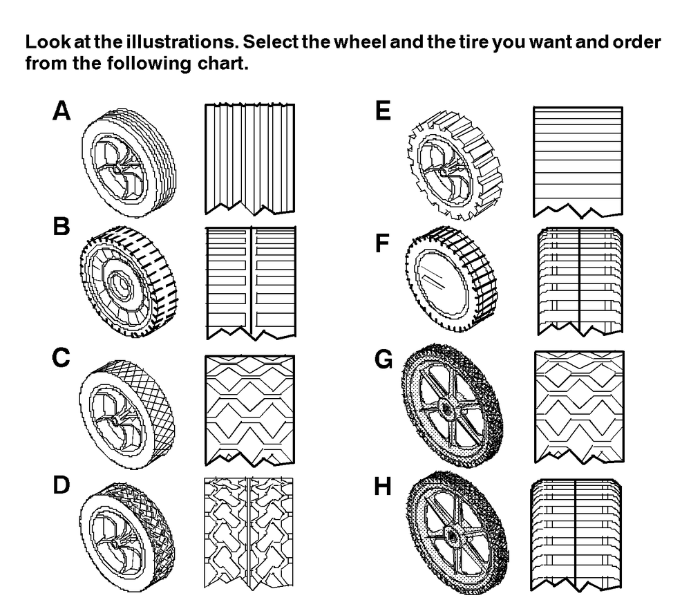 Wheels And Tires Diagram and Parts List for 22276X92A 1997 Briggs and Stratton Lawn Mower